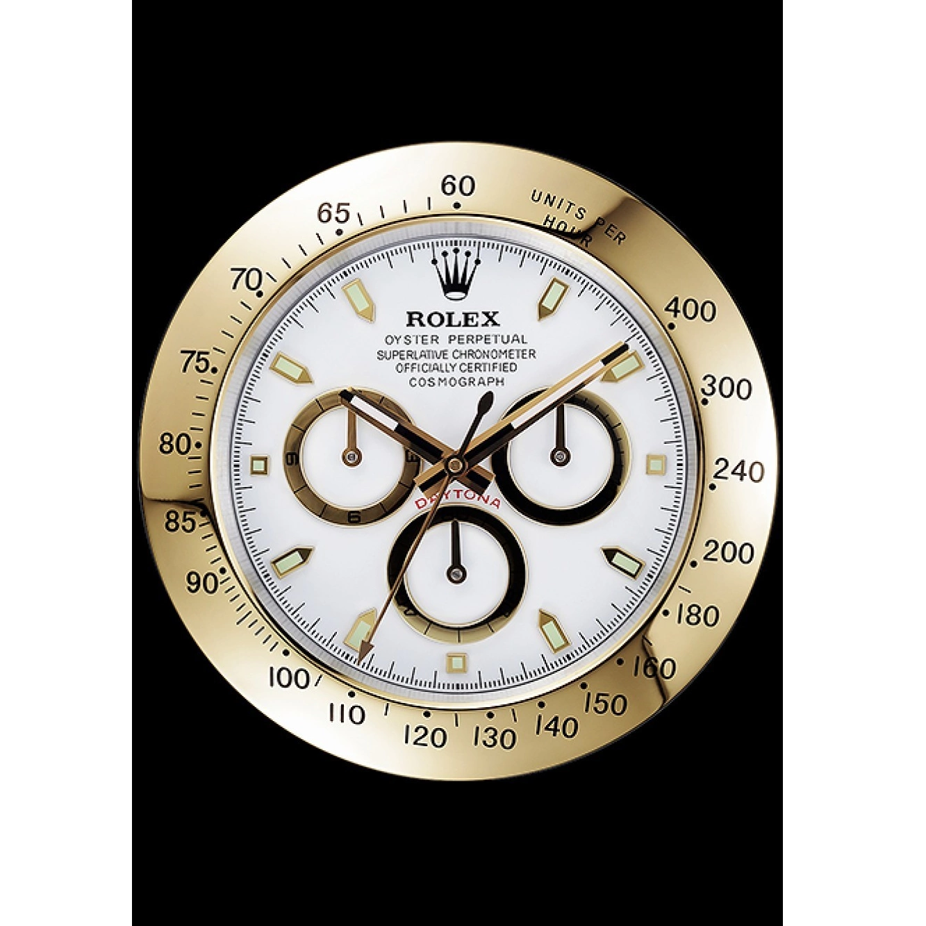 MiroTime 0726 Rolex Daytona Cosmograph Wall Clock Gold-White 621911
